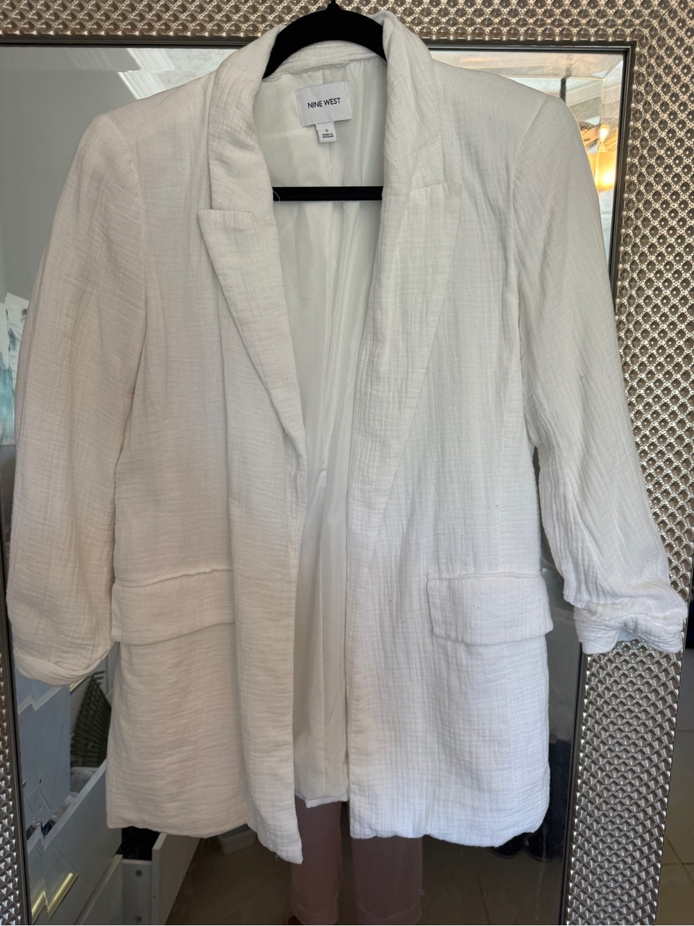 Nine West Ivory Open Front Textured Blazer